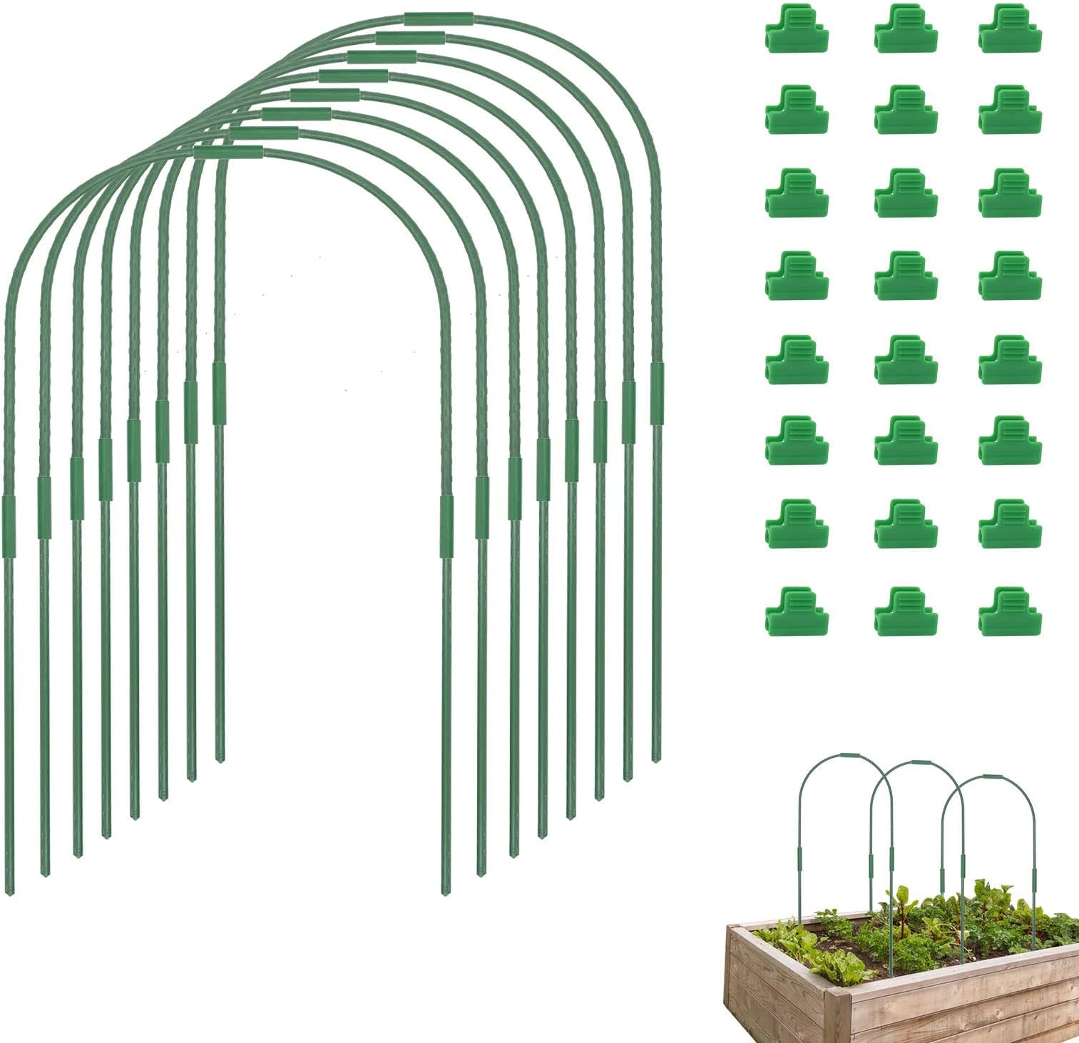 Derlights Greenhouse Hoops Grow Tunnel,Garden Hoops 8 Sets