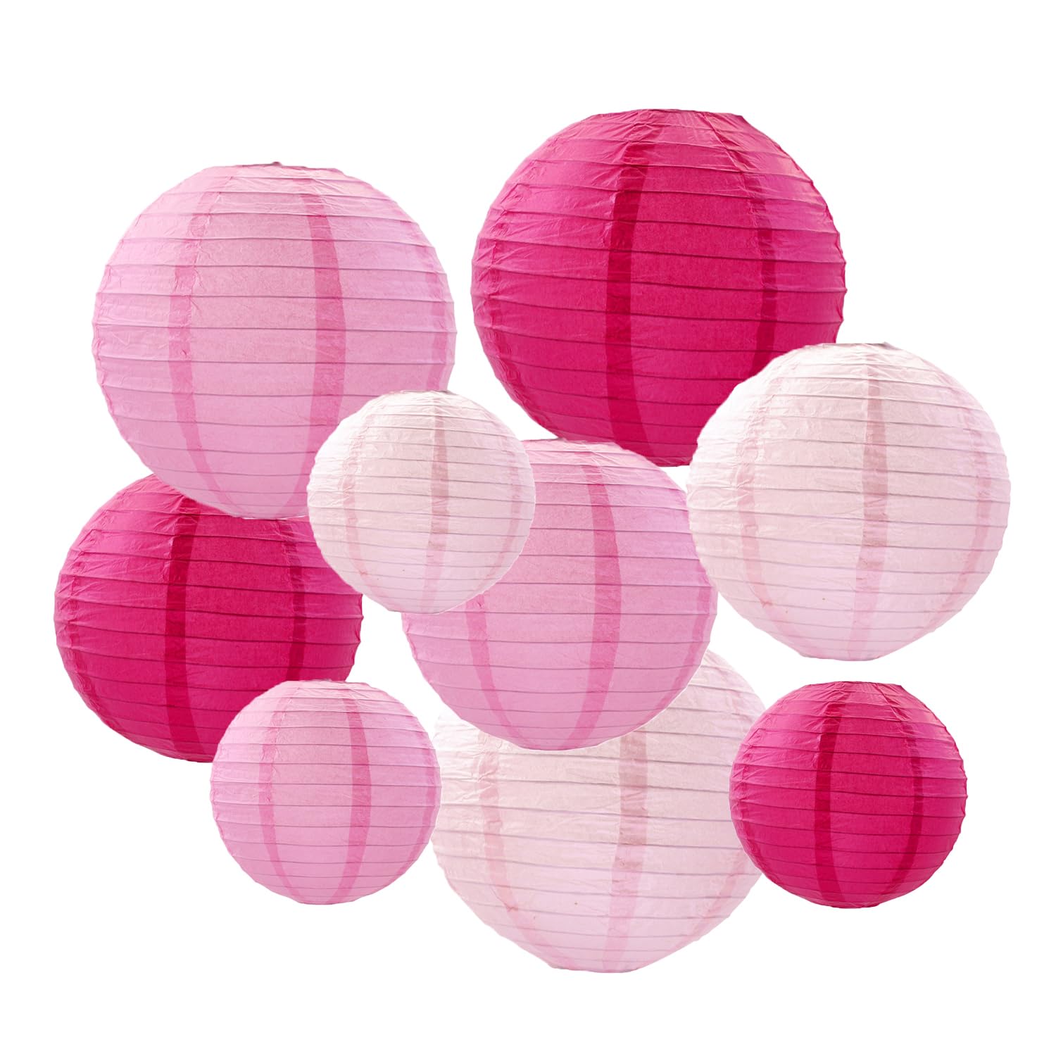 Lanterna di carta decorativa per feste, multicolore, per feste, adatte per feste in casa, matrimoni, feste di compleanno per bambini, set da 9 (rosa chiaro, rosa, rosa)