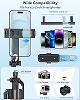 Vista 6 de Kit de vlogging para iPhone/Android, trípode de seguimiento facial automático de 63" para iPhone con luz, micrófonos inalámbricos, control remoto