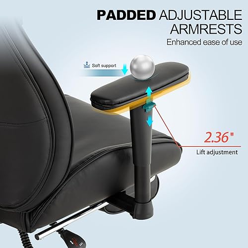 Miniatura 4 de Silla ergonómica de oficina en casa con reposapiés, moderna silla reclinable de piel sintética, sillas ejecutivas de computadora de videojuegos con