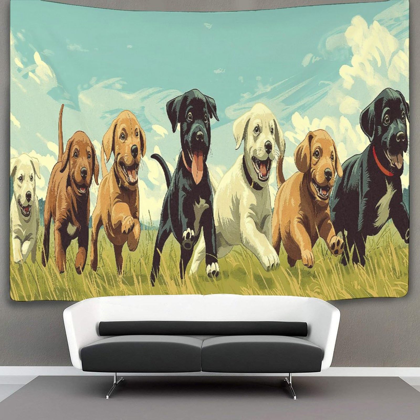 kaiyun Cute Dog Tapestry Cartoon Animals Wall Hanging Bedroom Home Decor 130cmx150cm