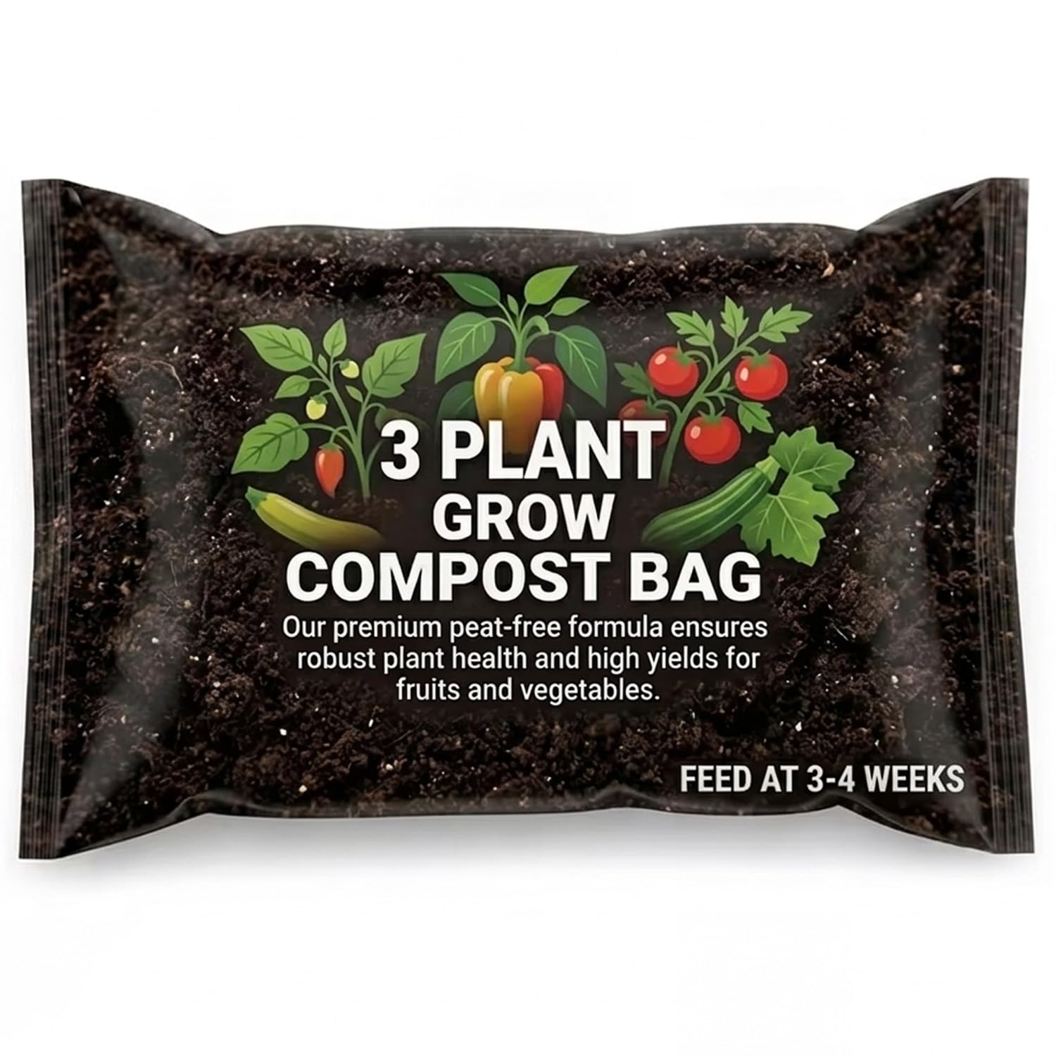3 Plant Grow Bag With Balanced Nutrients Organic Fertaliser Perfect For Growing Fruit & Vegetables (24 Litres (1 Bag))