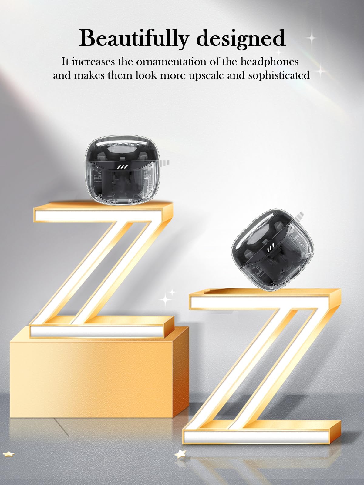 Schutzhülle für JBL Tune Flex 2, kabellose Geräuschunterdrückung, weicher Schutz, stoßfest, BOVUGAC hohe Transparenz, TPU-Schutzhülle für JBL Tune Flex 2, mit Schlüsselanhänger, Reinigungsset und