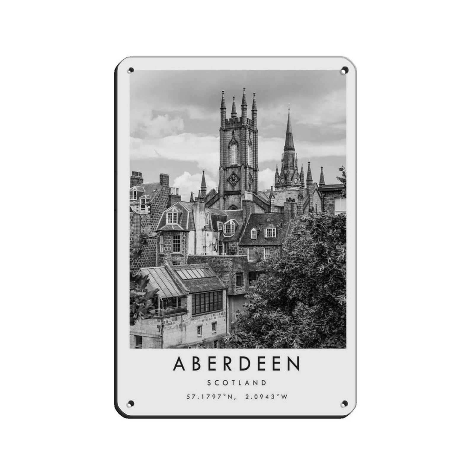 Lxwnze 20L X 30W Cm Aberdeen Travel, Aberdeen Poster Retro Poster Metal Tin Sign Chic Art Retro Iron Painting Bar People Cave Cafe Family Garage Poster Wall Decoration 8X12inch(20X30cm)