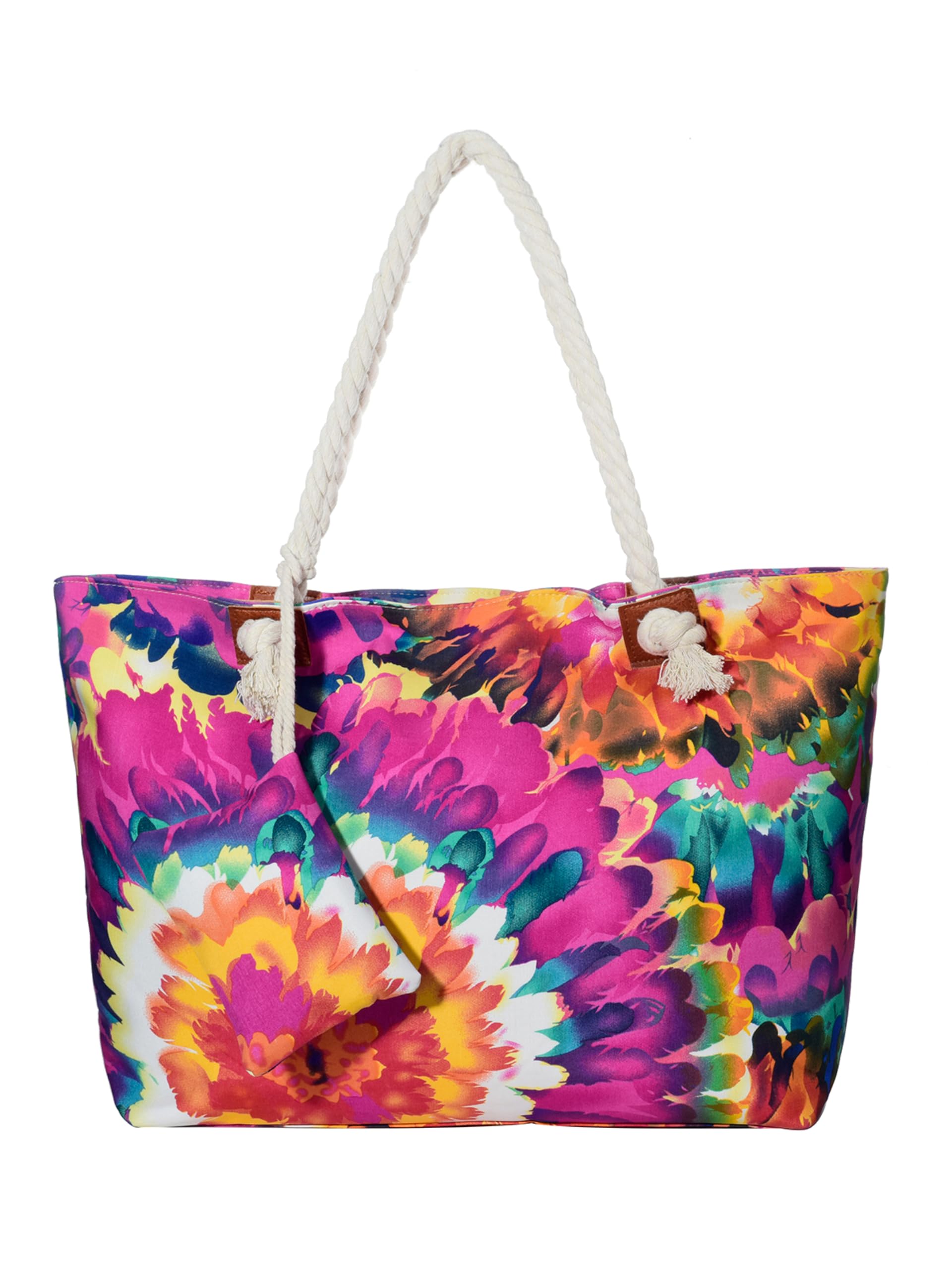 DonDon Strandtasche XXL mit Reißverschluss - Umhängetasche Damen, Shopper Tasche Damen im Beach Look mit Schulterriemen - Urlaub Must Haves Beach bag