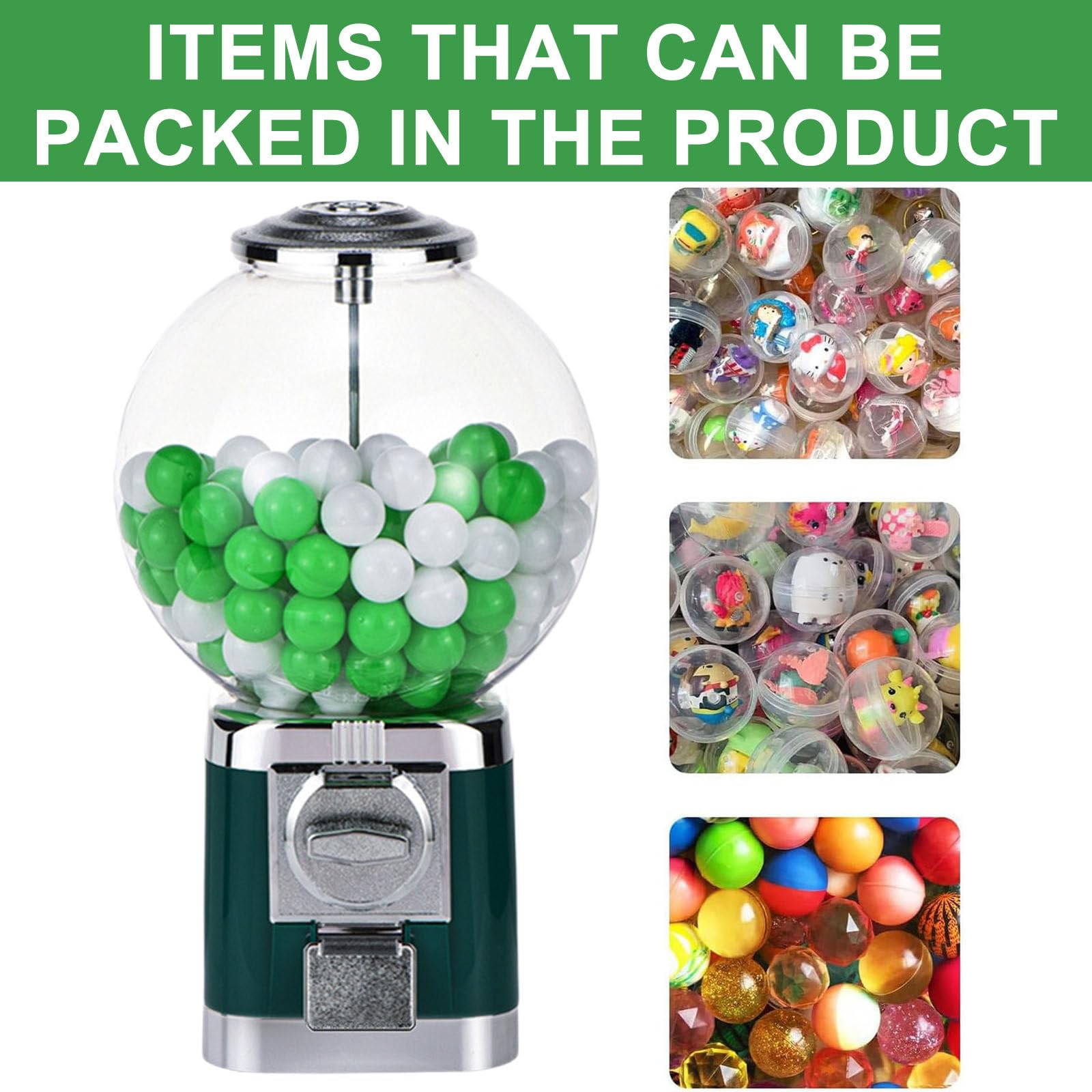 Distributeur Automatique Professionnel, Verrouillable Grande Capacité avec Clé, pour Gommes et Capsules, Distributeur de Jouets pour Magasins de Jeux Green