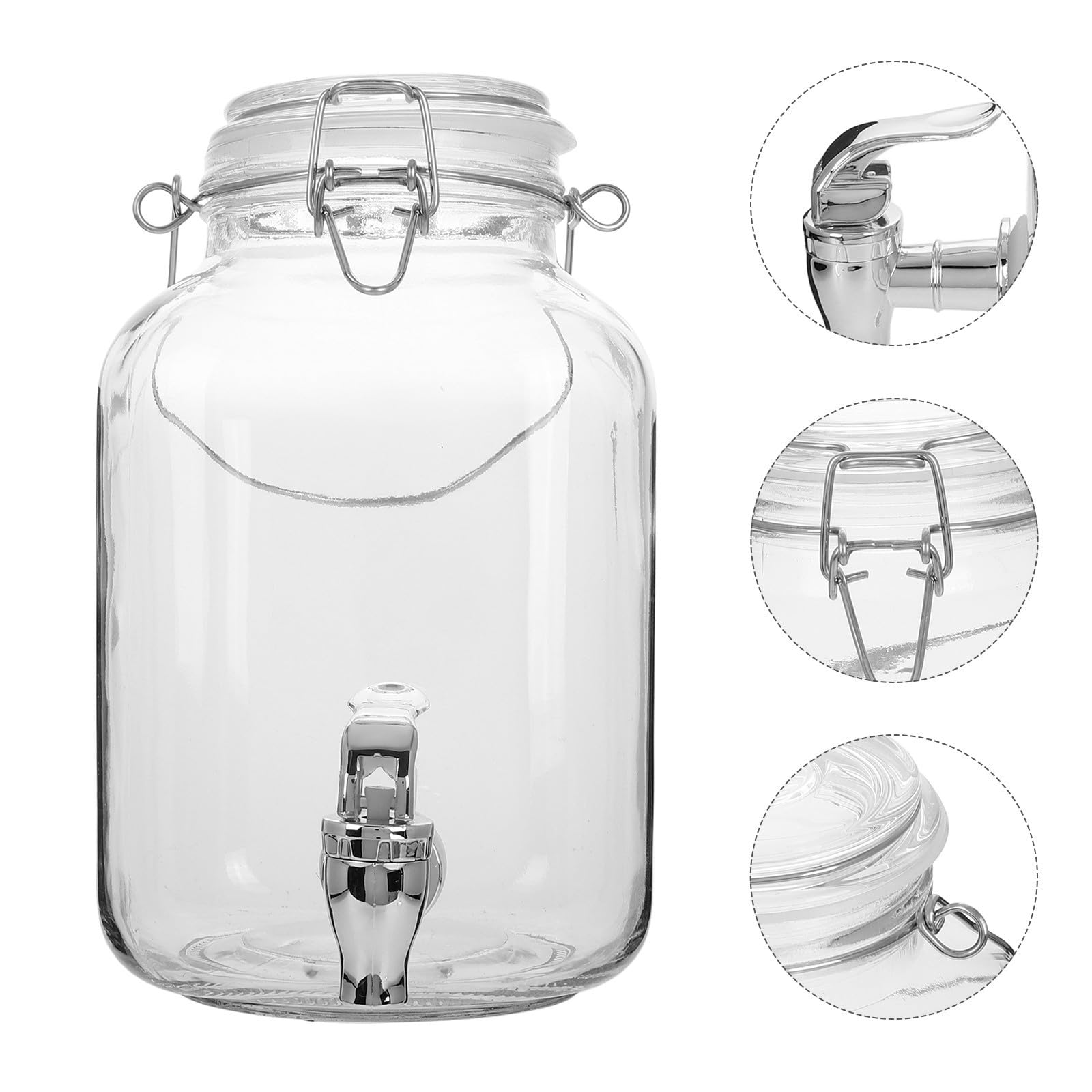 Tarro de Vidrio para Vino con Grifo, Capacidad 4, Boca Ancha