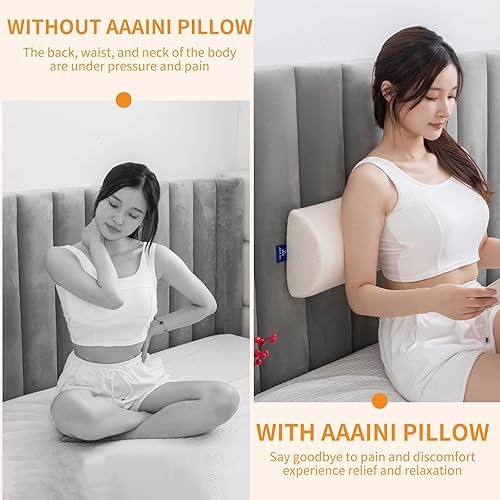 Miniatura 4 de Almohada de rodilla Half Moon Bolster, almohada de espuma viscoelástica para aliviar el dolor de espalda, cuña lumbar redonda para piernas que