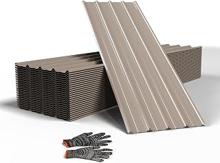 25pcs Metal Roofing Panels, 60.63'' L ×17.72'' W 182.34 ft² Corrugated Metal Sheets, Galvanized Steel Roof Fence Panels for Mobile Homes, Garages, Chicken Coop, Sheds, Stables, Patio, Warm Gray