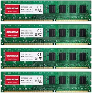 【DDR3 RAM】GIGASTONE 32GB Kit(4x8GB) DDR3/DDR3L 1600MHz (1333MHz) PC3-12800 (PC3-10600) CL11 1.35V/1.5V 2Rx8 UDIMM 240pin U…