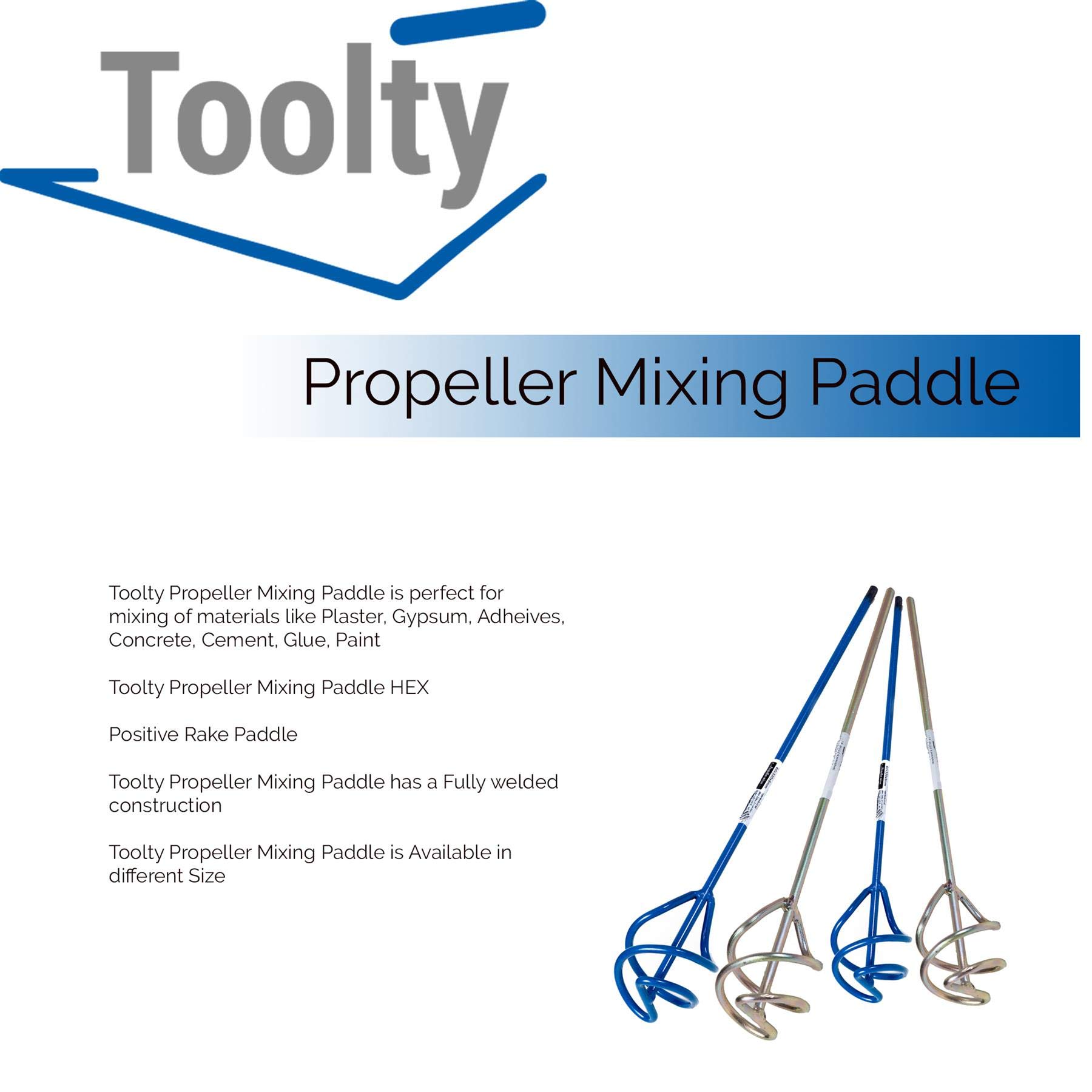 Propellermischer, 60 x 320 x 6 mm, Sechskant-Gewinde, lackierter Mixer, Schneebesen, Rührer, 2 Klingen, für Gips, Gips, Klebstoffe, Beton, Zement, Kleber, Farbe, DIY - TLTY-1300