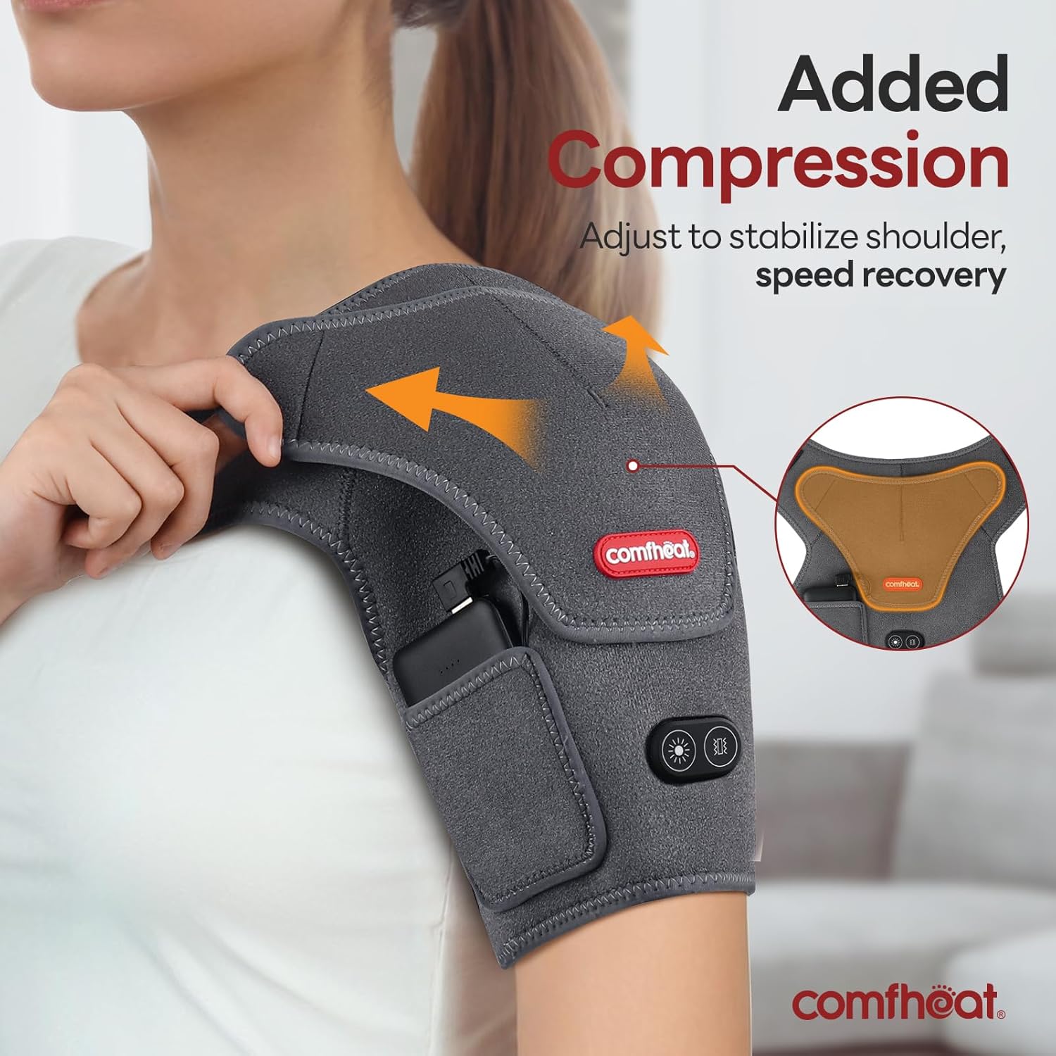 Cordless Shoulder Heating Pad with Vibration Massage for Frozen Shoulder Rotator Cuff Pain Relief, 5000mAh Battery Powered Heated Shoulder Brace Wrap, 1-3H Hot Compress for Men & Women - Image 4