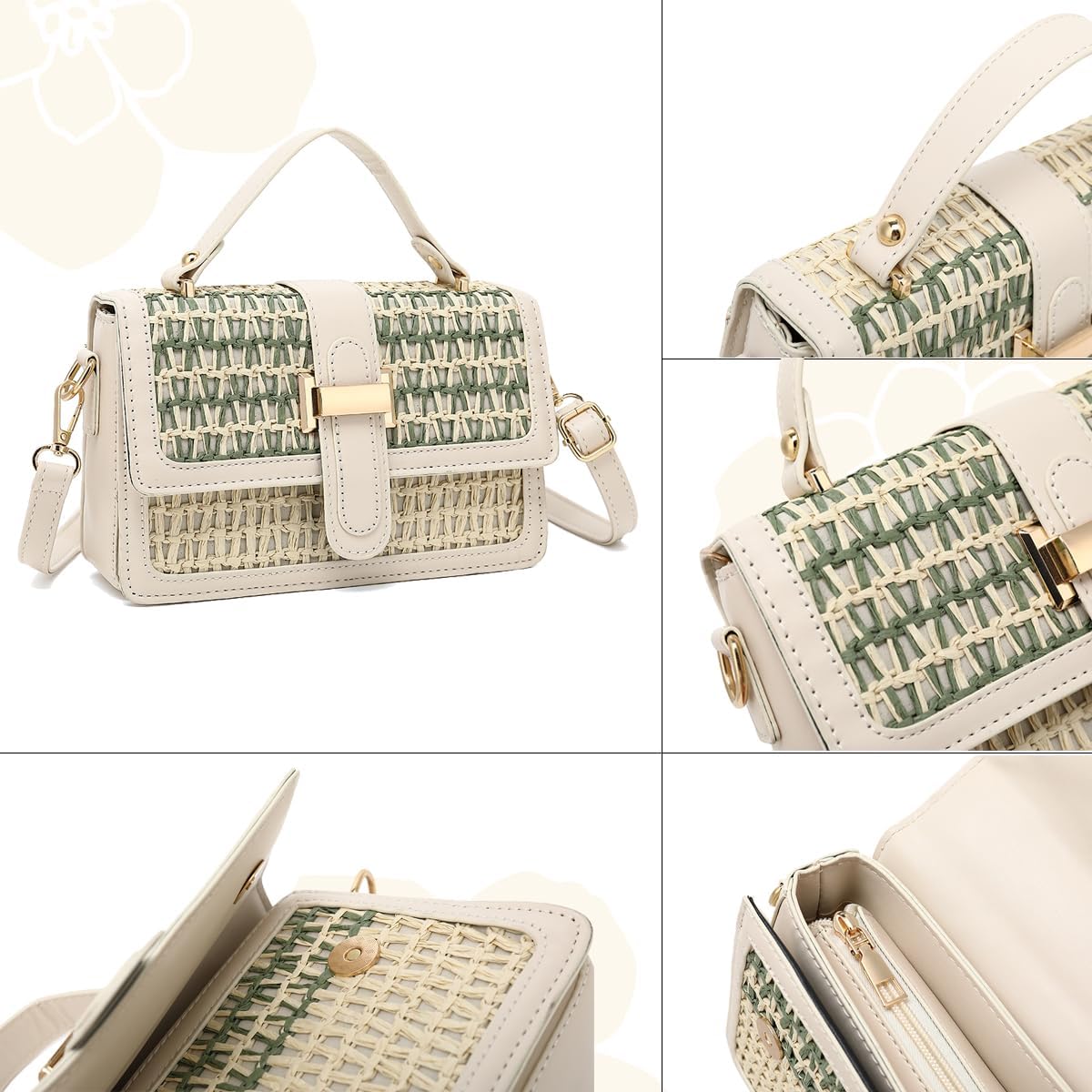 Fashion Straw Crossbody Bag for Women - Small Summer Beach Bag Elegant Woven Shoulder Purse for Vacation