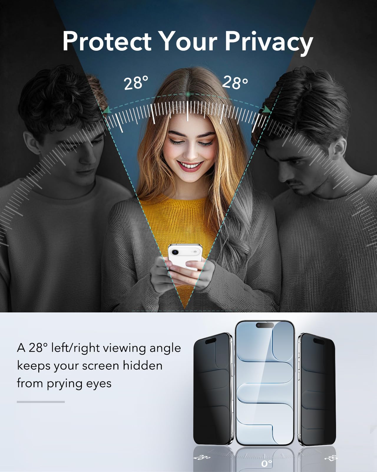 ESR Privacy Pellicola Vetro per iPhone Air, Qualità militare, Protettiva per iPhone 17 Air Infrangibili, Con durezza 9H e protezione della privacy, Complete di supporto UltraFit, 3 Pezzi