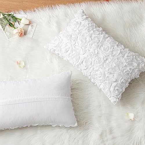 Miniatura 9 de MIULEE - Funda de almohada decorativa, rígida, cuadrada, romántica, con diseño de rosas en gasa 3D, para sofá, dormitorio, para el Día de San
