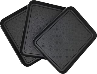 Home-Garden Multi-Purpose Boot Mat Tray Indoor & Outdoor Waterproof Plastic Shoe Mat Pet Bowl for Floor Protector - Black, 3 Packs