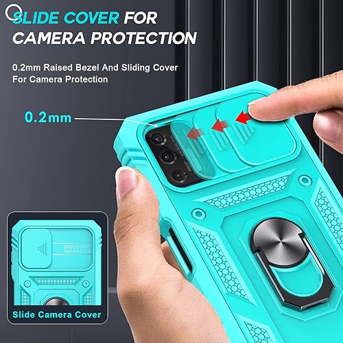 Miniatura 3 de LeYi Funda para Moto G Stylus 2021 con funda deslizante para cámara + 2 unidades Protector de pantalla de vidrio templado, funda de grado militar