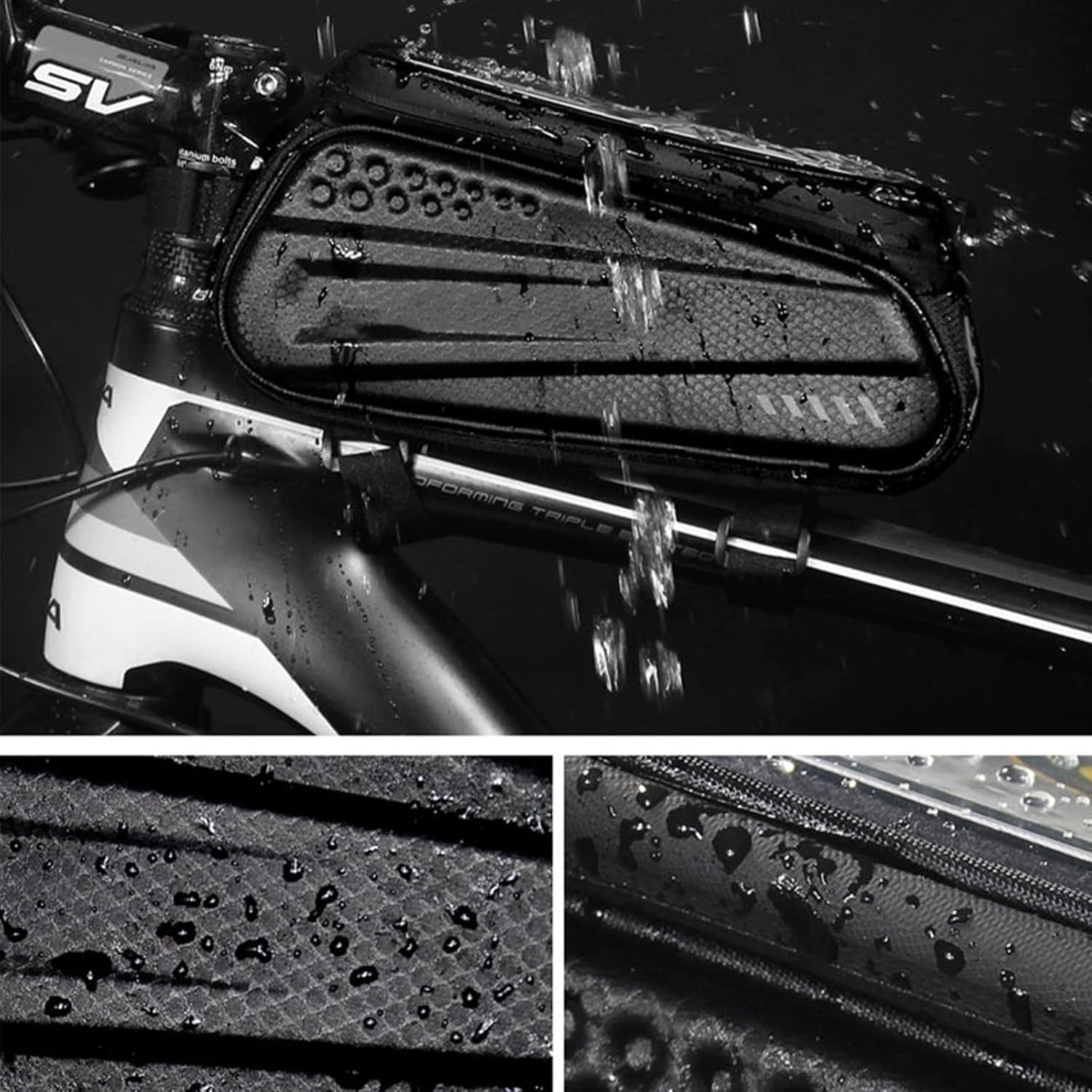 Waterproof Bike Frame Bag Bike Bicycle Cell Phone Holder Bicycle Bag EVA Pressure Resistant TPU Touch-Screen Handlebar Bag