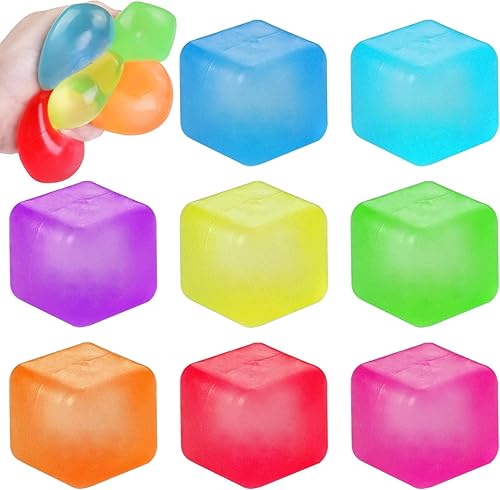 8 unidades de cubos de estrés Fidget Toys 8 colores bolas de estrés para niños, adultos, adolescentes, alivio del estrés, bolas estrujables para