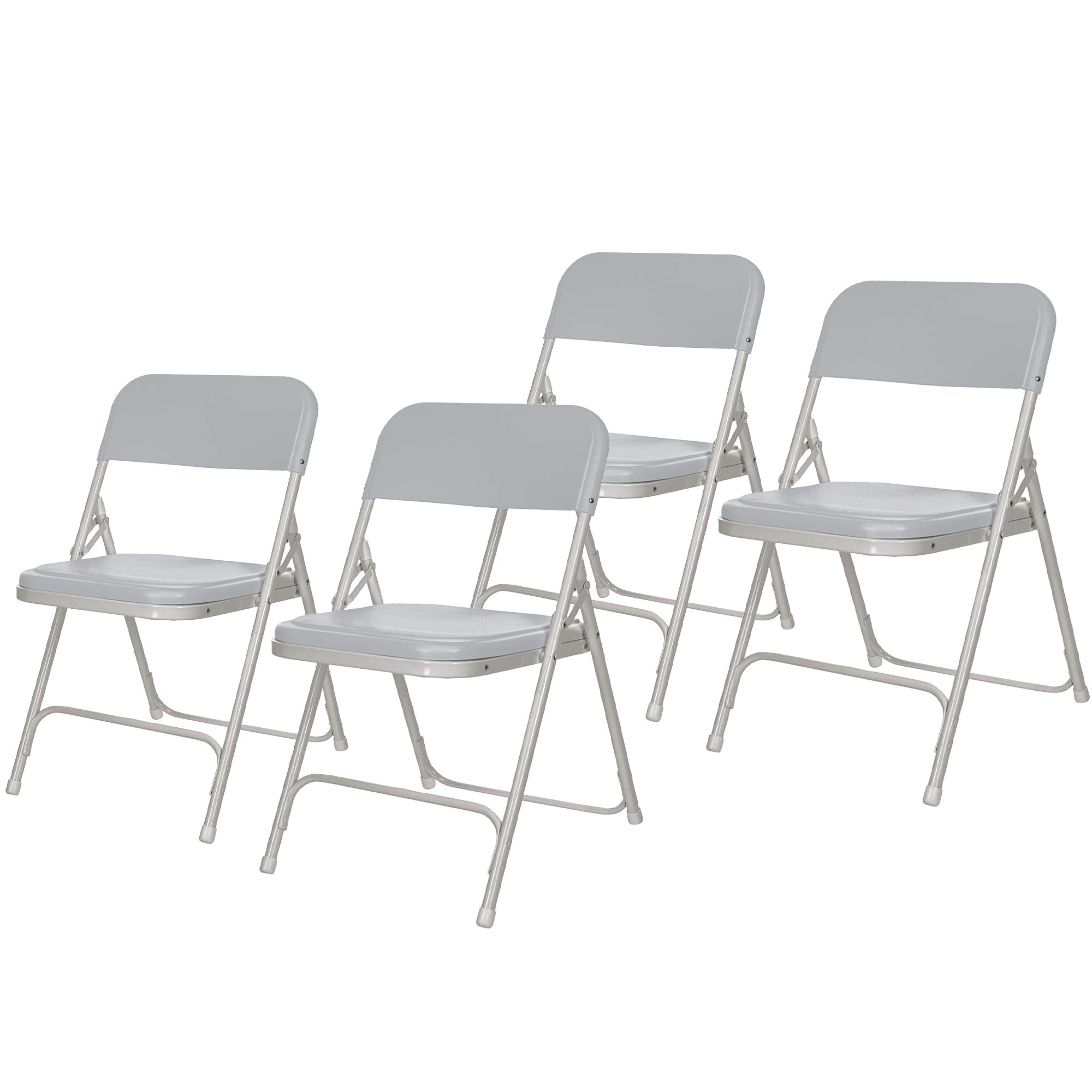 OEF Furnishings OEF802 OEF800 Series Lightweight Plastic Folding Chair (Grey Seat, Grey Frame, 4-Pack)
