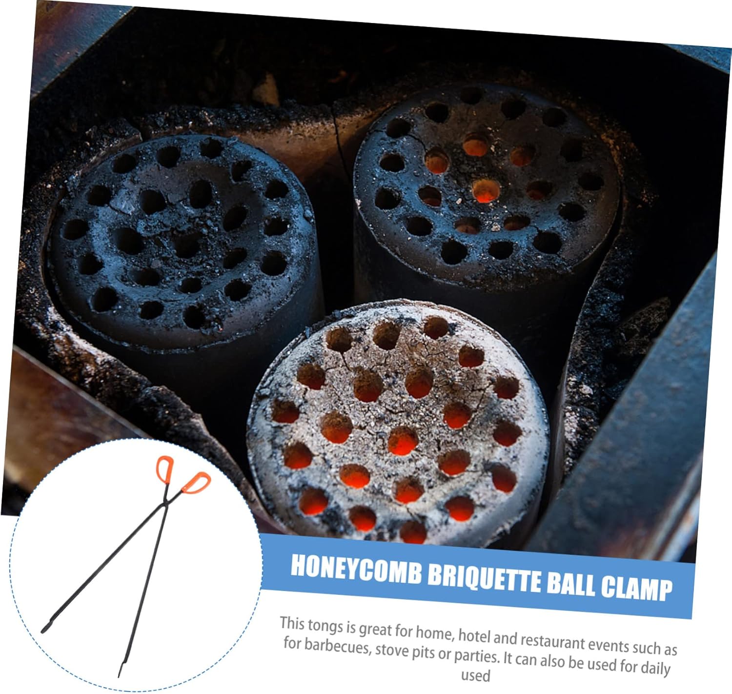 BESTonZON Firewood Tongs Heavy Duty Charcoal Clip for Outdoor BBQ Fireplace Extra Long Scissor Tongs Serrated Grip for Grilling Supplies