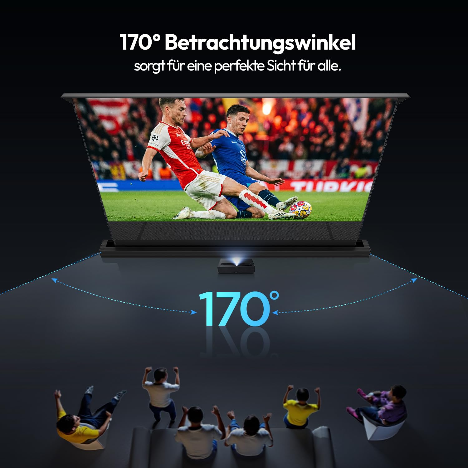 ALR CLR Beamer Leinwand für UST Ultrakurzdistanz-Projektor, motorisiert & elektrisch bodenstehend, 95% Umgebungslicht abweisend, 4K/8K UHD Laser-TV-Leinwand, 100 Zoll, Keine Montage