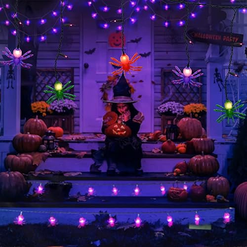 Miniatura 4 de Romasaty Luces de cortina de ojos de Halloween de 7 pies con 10 tiras de luces impermeables para ojos, 25 luces LED temáticas de Halloween para