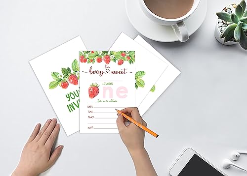 Miniatura 2 de QOFO YQC31 - Tarjetas de invitación para fiesta de primer cumpleaños con sobres, tarjetas de invitación de cumpleaños, decoraciones y suministros