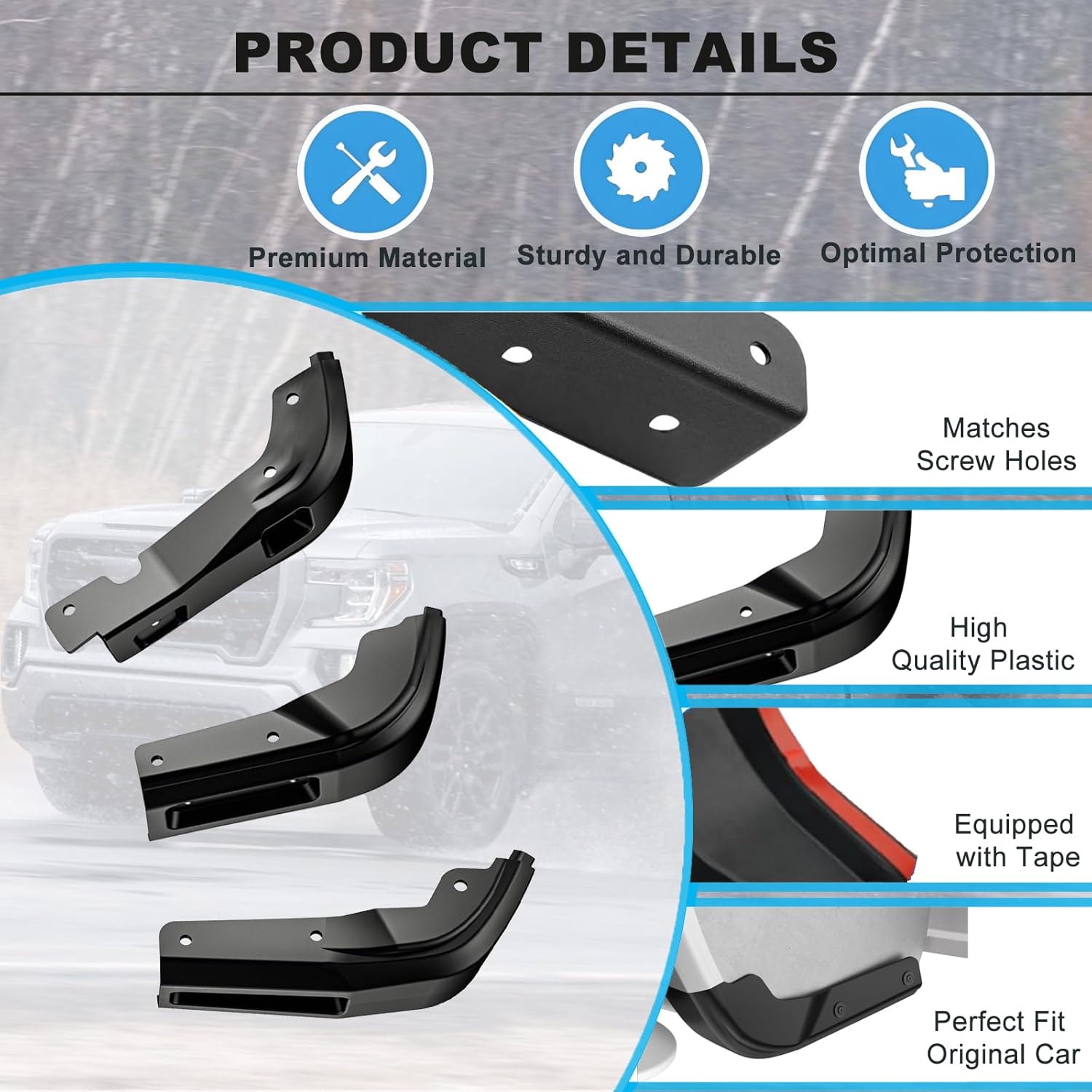Mud Flap Delete Compatible for 2019-2025 GMC Sierra 1500 Front & Rear Mud Flap Guards Compatible with GMC Sierra 1500 Accessories Mudflap Replacement Kit