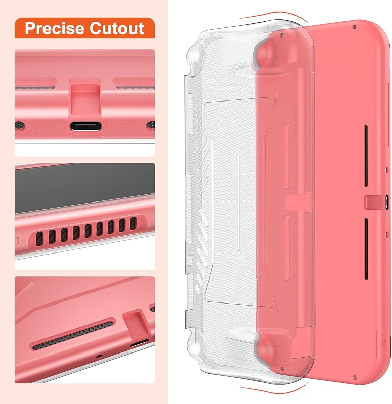 innoAura 17 az 1-ben Nintendo Switch Lite Tok Szett - Hordozható Táska, Játék Tárolás, Védőfólia, Állvány, Joystick Sapka Narancs