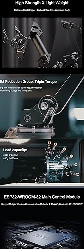 Miniatura 5 de Kit de brazo robótico de escritorio servo de bus serie de alto par para Raspberry Pi y Jetson Nano Wireless Control basado en ESP32 5-DOF soporta