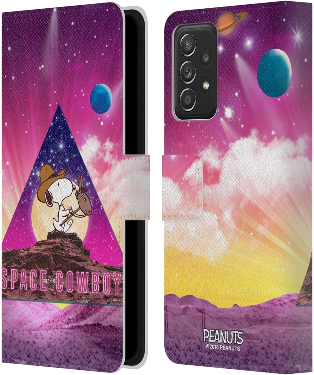 Head Case Designs Officially Licensed Peanuts Nebula Triangle Snoopy Space Cowboy Leather Wallet Case Compatible with Samsung Galaxy A53 5G (2022)