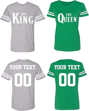 Custom Matching Couple Cotton Men Women Jerseys - His & Her Matching Couple T-Shirts Jersey