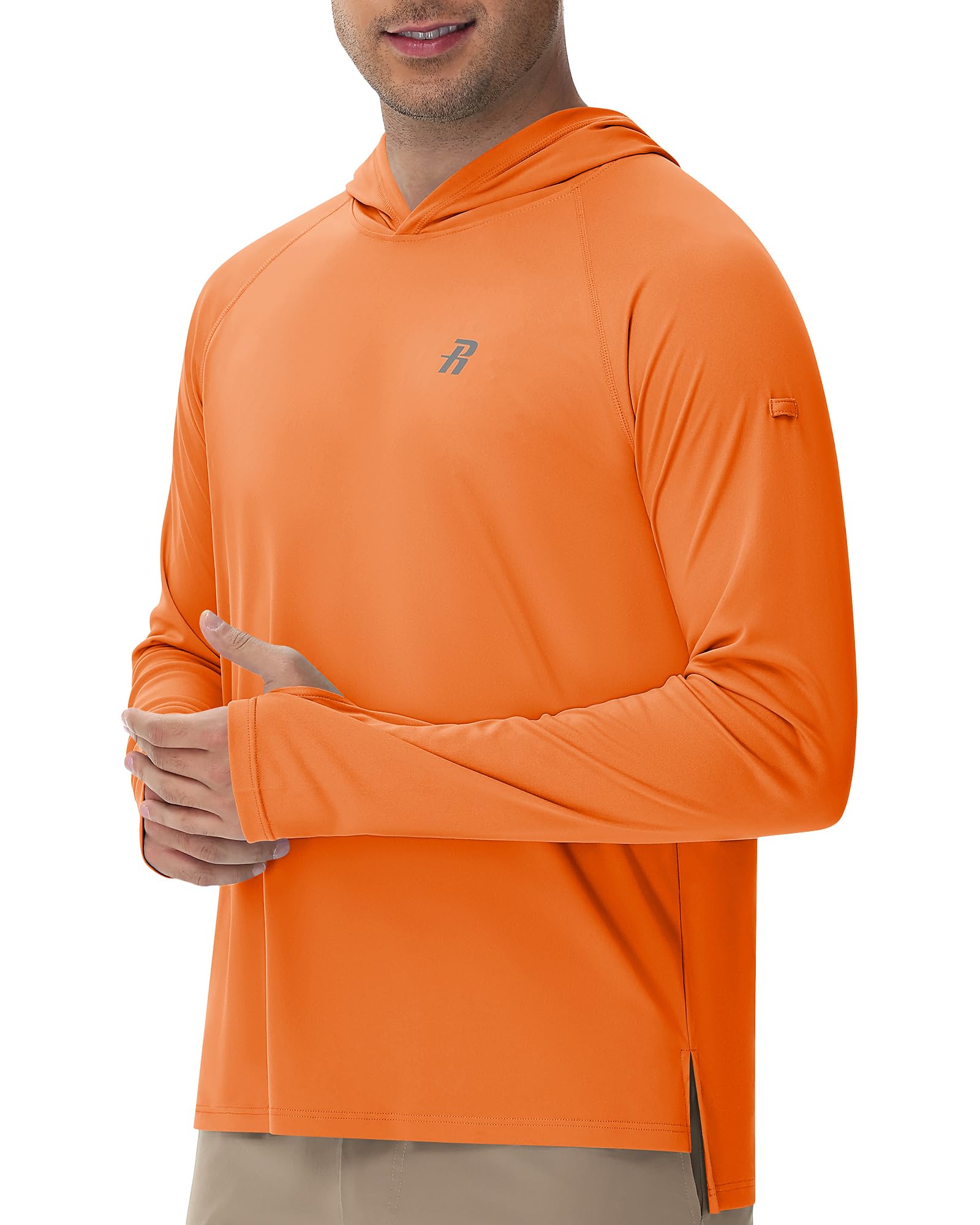 Runhit UPF 50+ Fishing Shirts for Men, Long Sleeve Sun Protection Lightweight Hoodie, UV Hiking Running Rash Guard