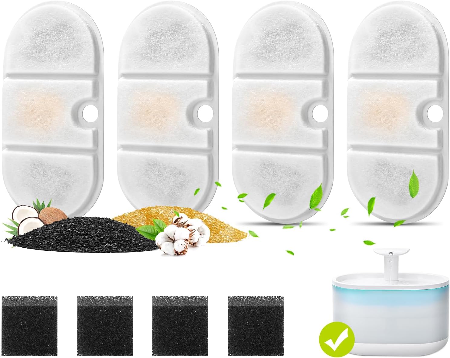 4 Pack Replacement Filters for Capsule Cat Water Fountain