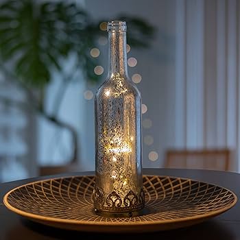Jinfa LED Flaschenlicht Gold - Orientalische Tischlampe Als Deko & Geschenk