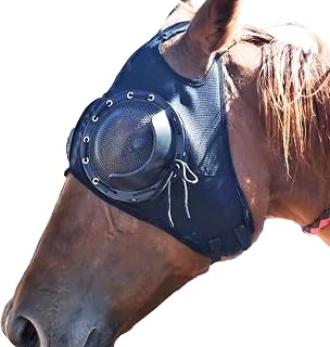 Horse Racing Goggles, Eye Cover with Detachable Half Cover for Sand Protection,blinkers for Horses,Horse Blinders,Fly Control,Mask blinder Attached (Black)
