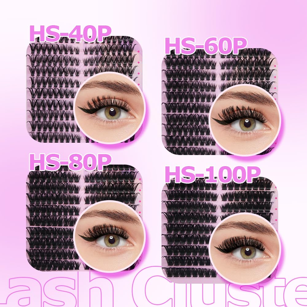 Ciglia Finte Ciuffetti Kit Naturali DIY Extension Ciglia Cluster Lashes con Pinze (HS,100P)