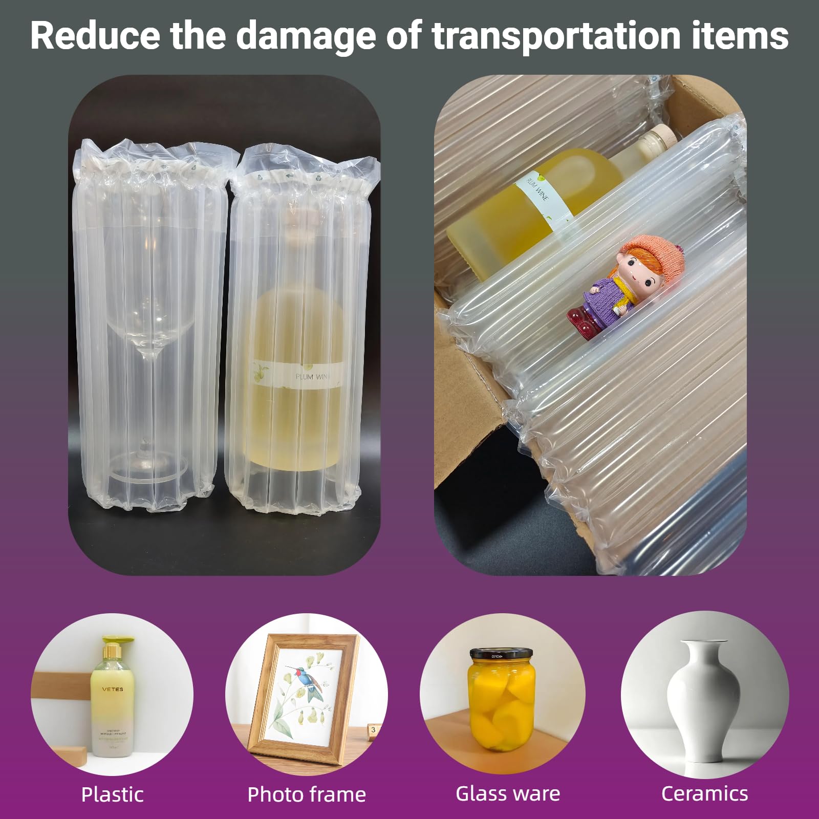 Aufblasbare Luftpolsterfolie zum Verpacken zerbrechlicher Gegenstände, Umzugsbedarf, 40,1 cm x 40,9 m breit, große Verpackung, Luftkissen für den Versand, Glas, strapazierfähig,