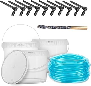 Maple Syrup Tapping Kit Starter Set with 5 Clear Buckets, 32ft Tubing, T...