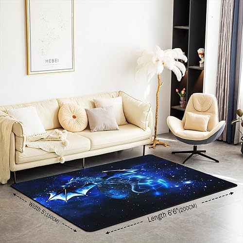 Miniatura 3 de Alfombra de área de dragón de 5 x 7 pies, alfombra de universo galaxia, alfombra de forro polar para interiores, espacio exterior, alfombra azul