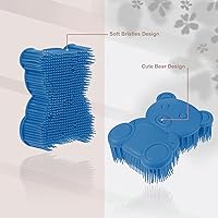 Vista 2 de VOCOSTE Cepillo corporal de silicona suave, cepillos sensoriales, esponja de silicona, cepillo de ducha para mascotas, cepillo de baño, azul profundo