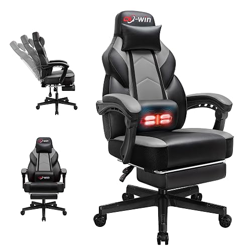 DL-win Gaming Chair with Footrest and Massage Lumbar Support