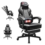 Gaming Chairs for Adults, Computer Chair with Footrest and High Back, Big and Tall Gamer Chair's with Massage Lumbar Support, 360° Swivel Height Adjustable Gaming Chair, Grey