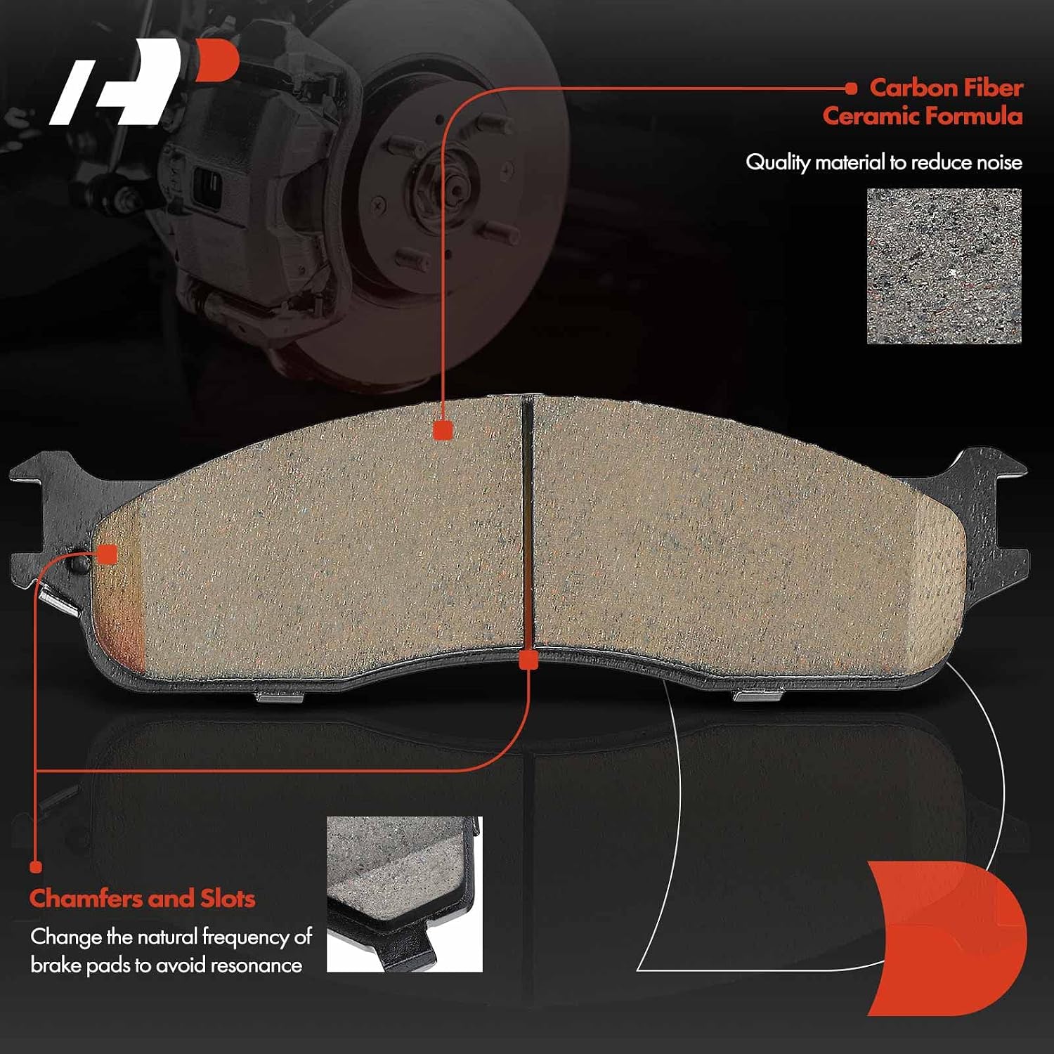 A-Premium Front Ceramic Brake Pads Set Compatible with Dodge Models - Ram 1500 2006-2008, Ram 2500/Ram 3500 2003-2008, with Hardware, 4-Pack