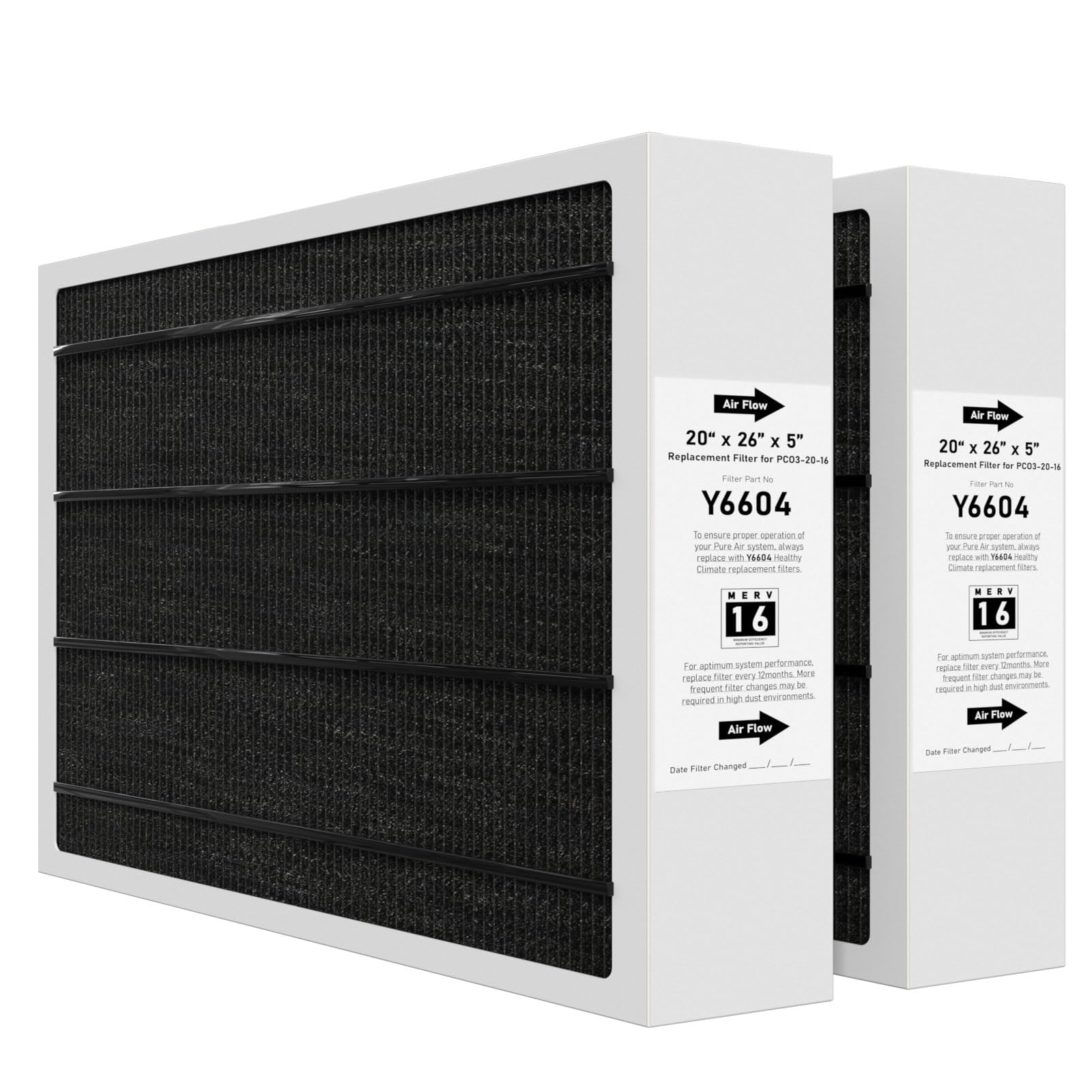 Y6604 MERV16 20x26x5 Furnace Replacement Filter Compatible with Lennox Y6604 PureAir PCO3-20-16 Air Purifier Cleaner Purification Systems, 2 Pack