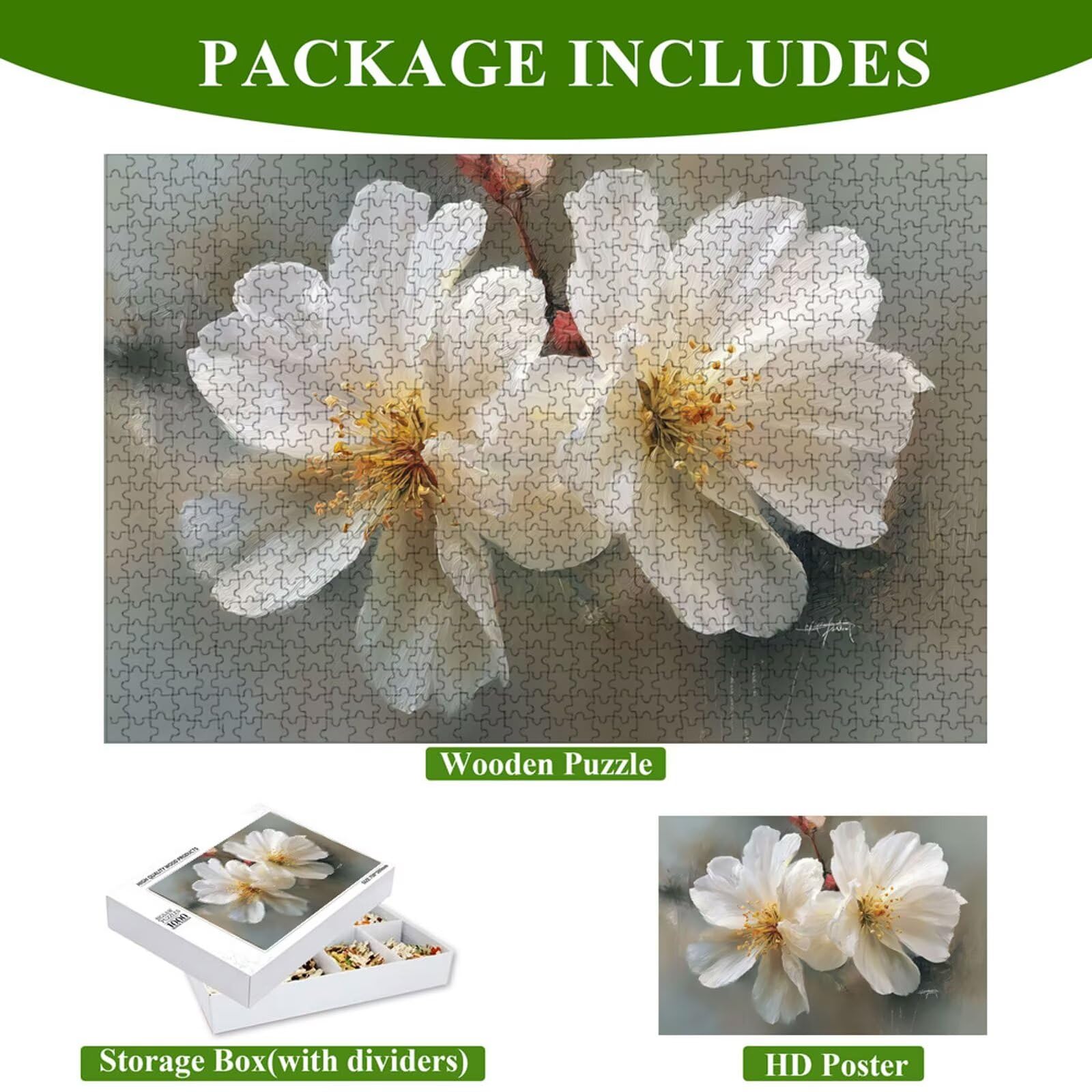 Puzzle 1200 Piezas Adultos Flor & Beige, Rompecabezas con Letras Traseras y Póster, Pasatiempo Antiestrés, Decoración de Pared, Regalo Decorar Mujer Hombre 75 x 50 cm (14 Años +) P3#652