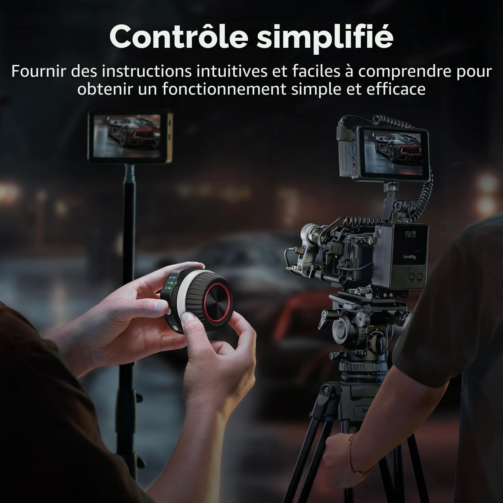 SMALLRIG Contrôleur de Volant Sans Fil (Lite) pour Follow Focus, Marquage A/B à une Seule Touche, Autonomie de la Batterie de 21 Heures, Contrôle Simplifié, Légère, Confortable et Compacte - 4295