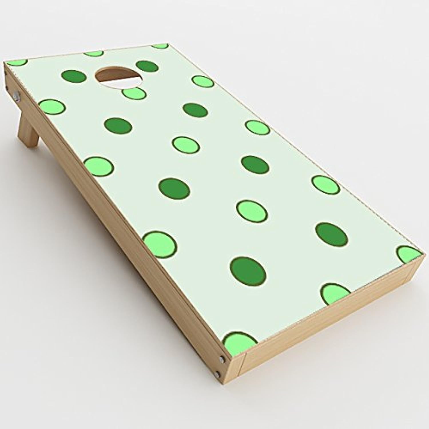 Skin Decal Vinyl Wrap for Cornhole Game Board Bag Toss/Green Polka Dots