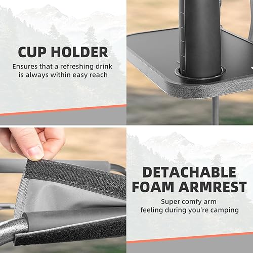 Miniatura 7 de Director - Juego de 2 sillas de campamento con bolsa enfriadora y bandeja lateral plegable, silla de césped plegable resistente de 400 libras, silla
